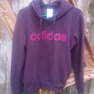 ADIDAS DARK PURPLE FUSCHIA LETTERS HOODIE